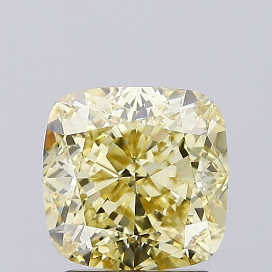 Lab-Grown Cushion Diamond - 2.5 Carats, Fancy Intense Yellow Color, VVS2 Clarity - Certified by IGI - Report Number: LG656482064