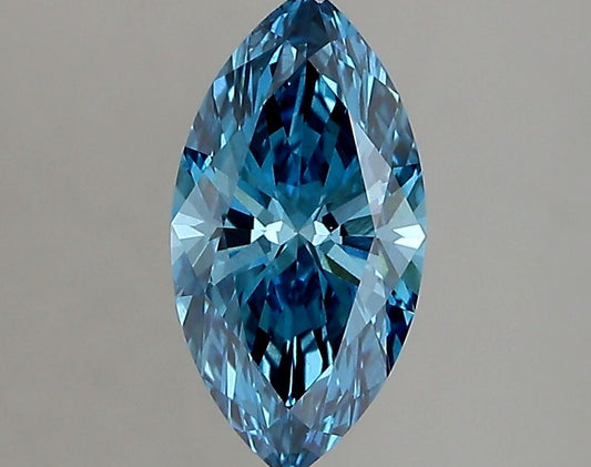 Lab-Grown Marquise Diamond - 1.16 Carats, Fancy Vivid Blue Color, VS2 Clarity - Certified by IGI - Report Number: LG669450365