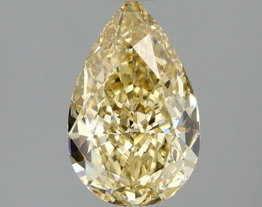 Lab-Grown Pear Diamond - 1.57 Carats, Fancy Intense Yellow Color, VVS2 Clarity - Certified by IGI - Report Number: LG675567827
