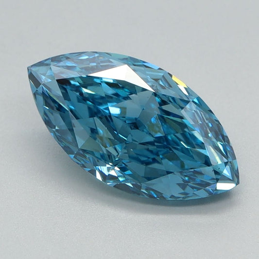 Lab-Grown Marquise Diamond - 1.6 Carats, Fancy Vivid Blue Color, VS1 Clarity - Certified by IGI - Report Number: LG654408613