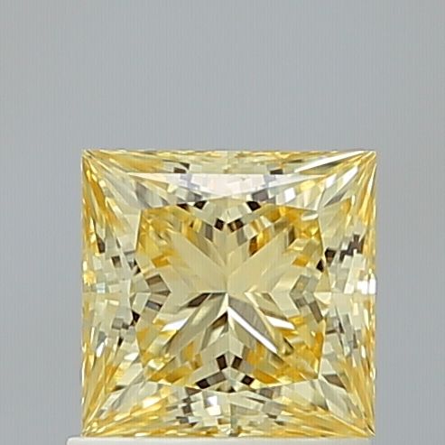 Lab-Grown Princess Diamond - 1.1 Carats, Fancy Intense Yellow Color, VVS2 Clarity - Certified by IGI - Report Number: LG666441800
