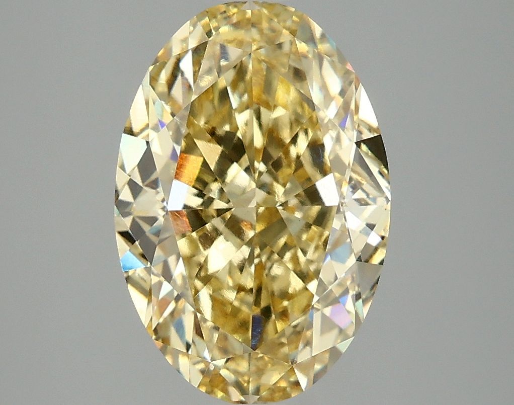 Lab-Grown Oval Diamond - 4.01 Carats, Fancy Vivid Yellow Color, VVS2 Clarity - Certified by IGI - Report Number: LG677549936