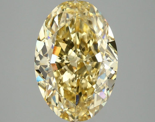 Lab-Grown Oval Diamond - 4.01 Carats, Fancy Vivid Yellow Color, VVS2 Clarity - Certified by IGI - Report Number: LG677549936