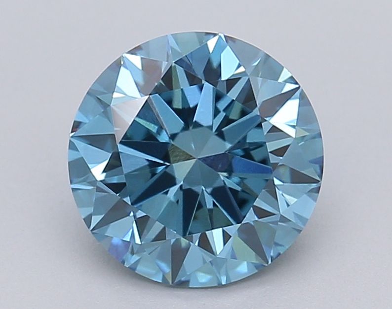 Lab-Grown Round Diamond - 1.48 Carats, Fancy Vivid Blue Color, VVS2 Clarity - Certified by IGI - Report Number: LG615361332