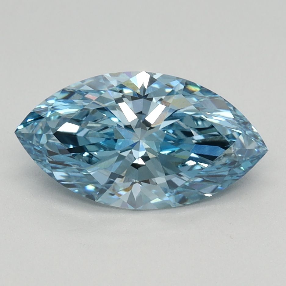 Lab-Grown Marquise Diamond - 1.1 Carats, Fancy Vivid Blue Color, VS1 Clarity - Certified by IGI - Report Number: LG613350794