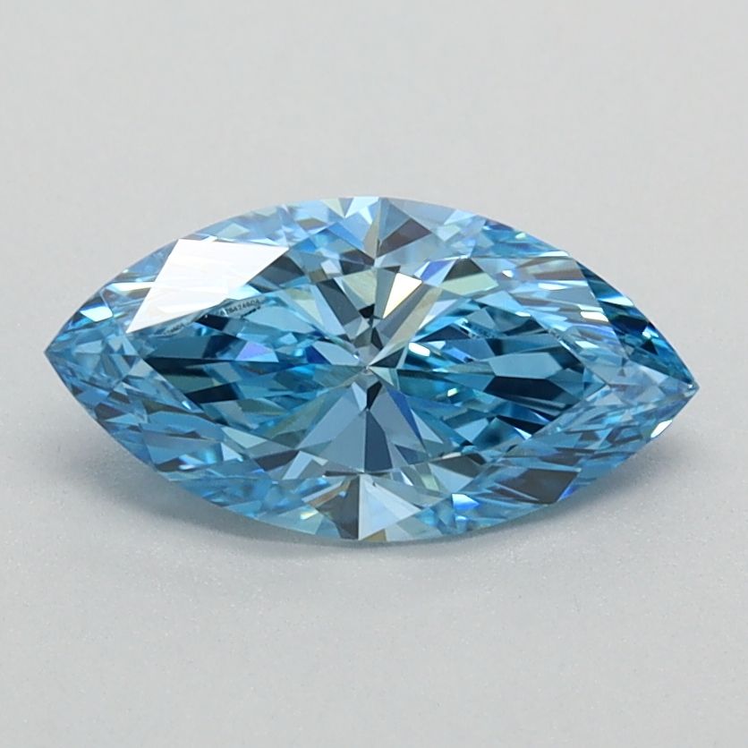 Lab-Grown Marquise Diamond - 0.8 Carats, Fancy Vivid Blue Color, VVS2 Clarity - Certified by IGI - Report Number: LG626424604