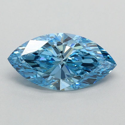 Lab-Grown Marquise Diamond - 0.8 Carats, Fancy Vivid Blue Color, VVS2 Clarity - Certified by IGI - Report Number: LG626424604