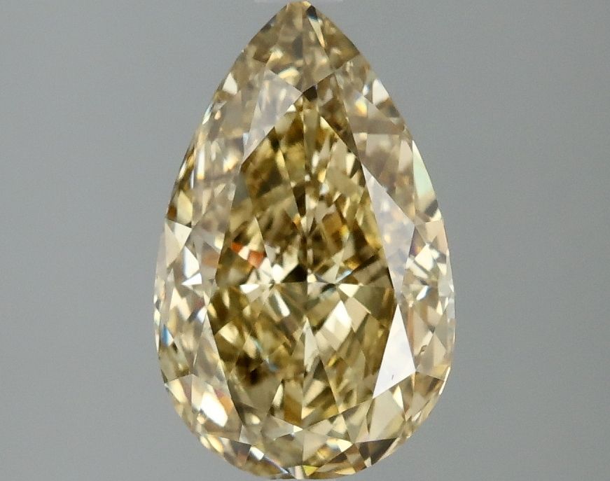 Lab-Grown Pear Diamond - 1.99 Carats, Fancy Intense Gray Yellow Color, VS2 Clarity - Certified by IGI - Report Number: LG647457888