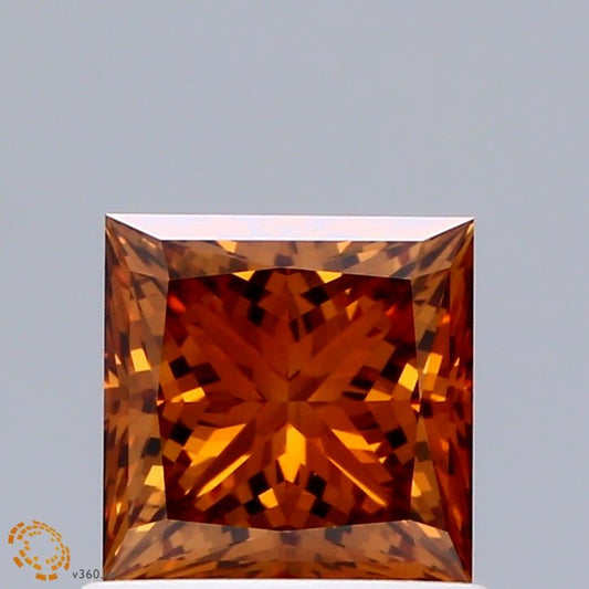 Lab-Grown Princess Diamond - 1.01 Carats, Fancy Intense Brownish Orange Color, VS1 Clarity - Certified by IGI - Report Number: LG662477766