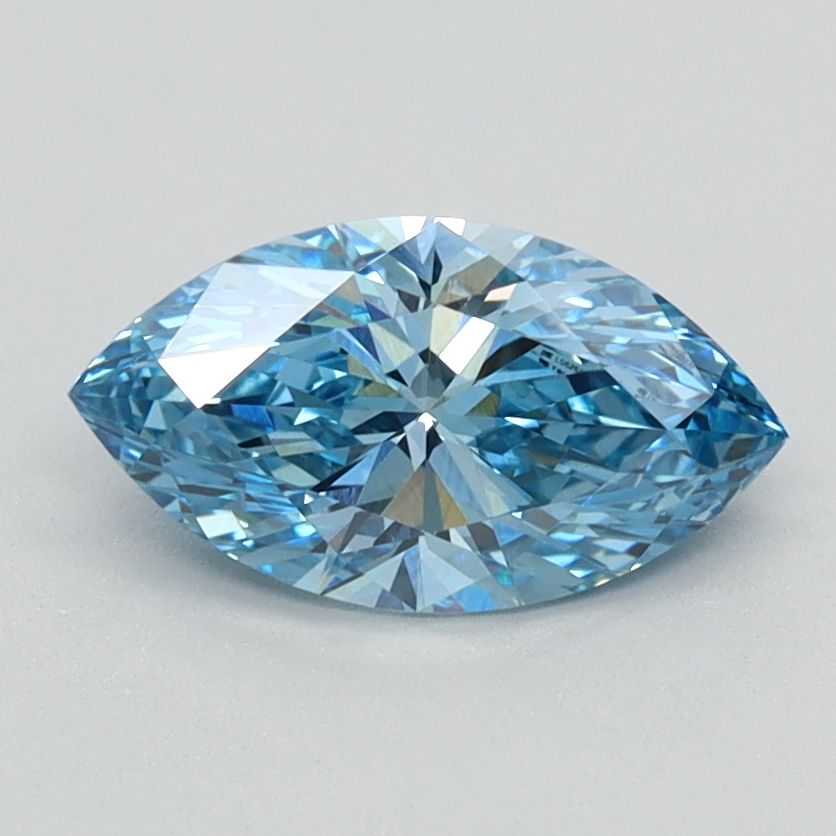 Lab-Grown Marquise Diamond - 0.85 Carats, Fancy Vivid Blue Color, VVS2 Clarity - Certified by IGI - Report Number: LG626424732
