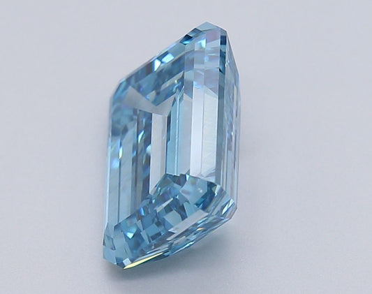 Lab-Grown Emerald Diamond - 2.52 Carats, Fancy Vivid Blue Color, VS1 Clarity - Certified by IGI - Report Number: LG608377108