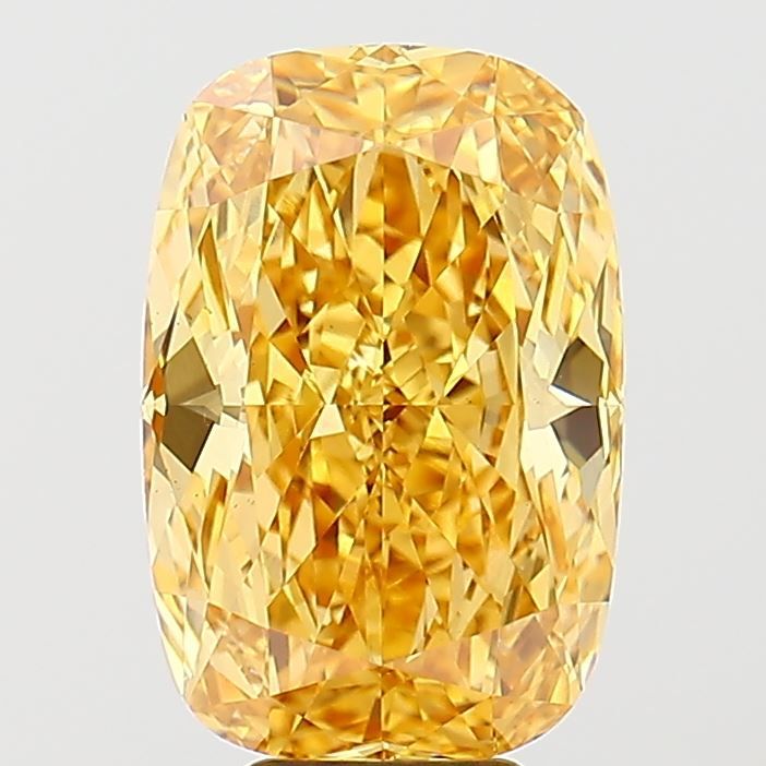 Lab-Grown Cushion Diamond - 7.18 Carats, Fancy Vivid Yellow Color, VS2 Clarity - Certified by IGI - Report Number: LG671483345