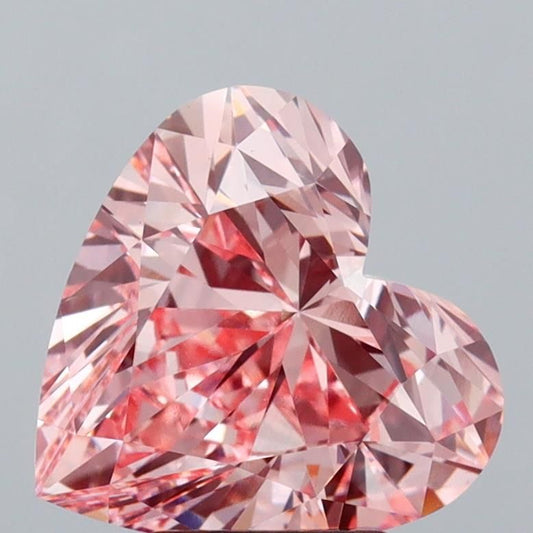 Lab-Grown Heart Diamond - 4.08 Carats, Fancy Vivid Pink Color, VS1 Clarity - Certified by IGI - Report Number: LG652457401