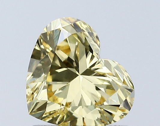 Lab-Grown Heart Diamond - 1.05 Carats, Fancy Vivid Yellow Color, VS1 Clarity - Certified by IGI - Report Number: LG671433229