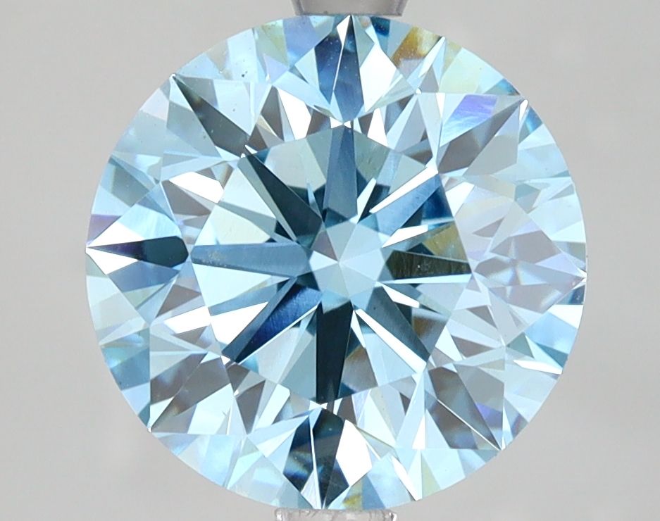 Lab-Grown Round Diamond - 3.59 Carats, Fancy Vivid Blue Color, VS1 Clarity - Certified by IGI - Report Number: LG623497412