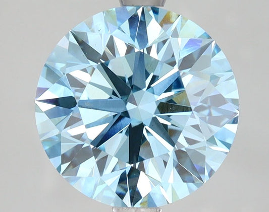 Lab-Grown Round Diamond - 3.59 Carats, Fancy Vivid Blue Color, VS1 Clarity - Certified by IGI - Report Number: LG623497412