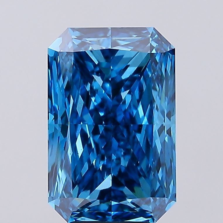 Lab-Grown Radiant Diamond - 6.14 Carats, Fancy Vivid Blue Color, VS2 Clarity - Certified by IGI - Report Number: LG680551788