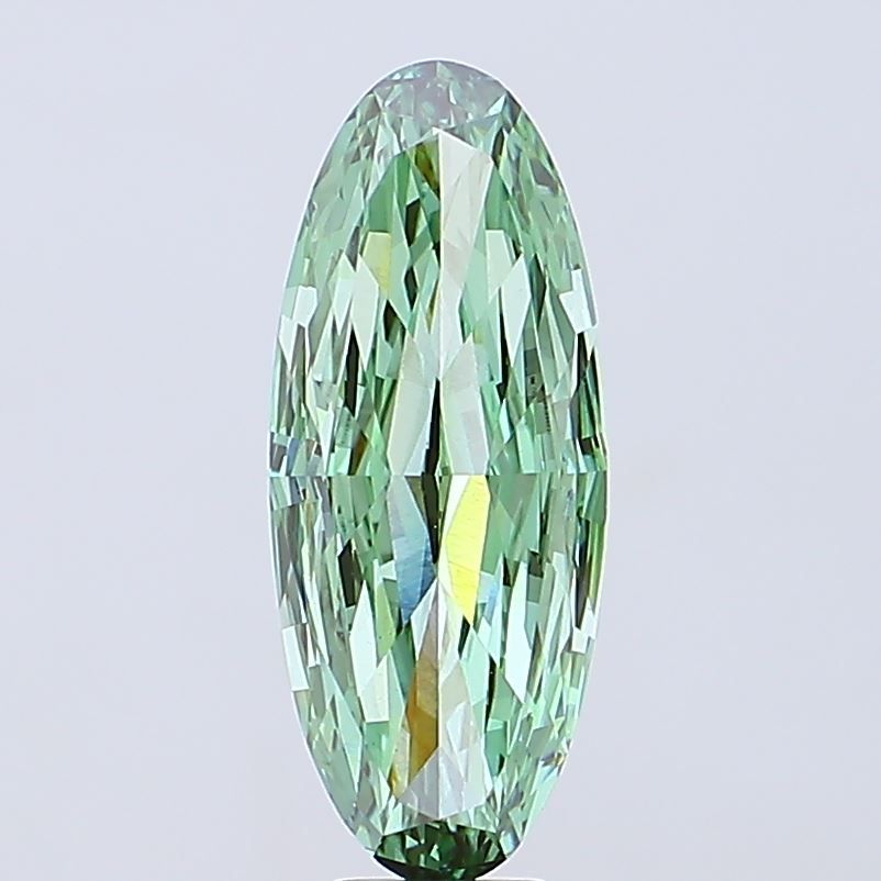 Lab-Grown Oval Diamond - 7.0 Carats, Fancy Vivid Green Color, VS1 Clarity - Certified by IGI - Report Number: LG691524031