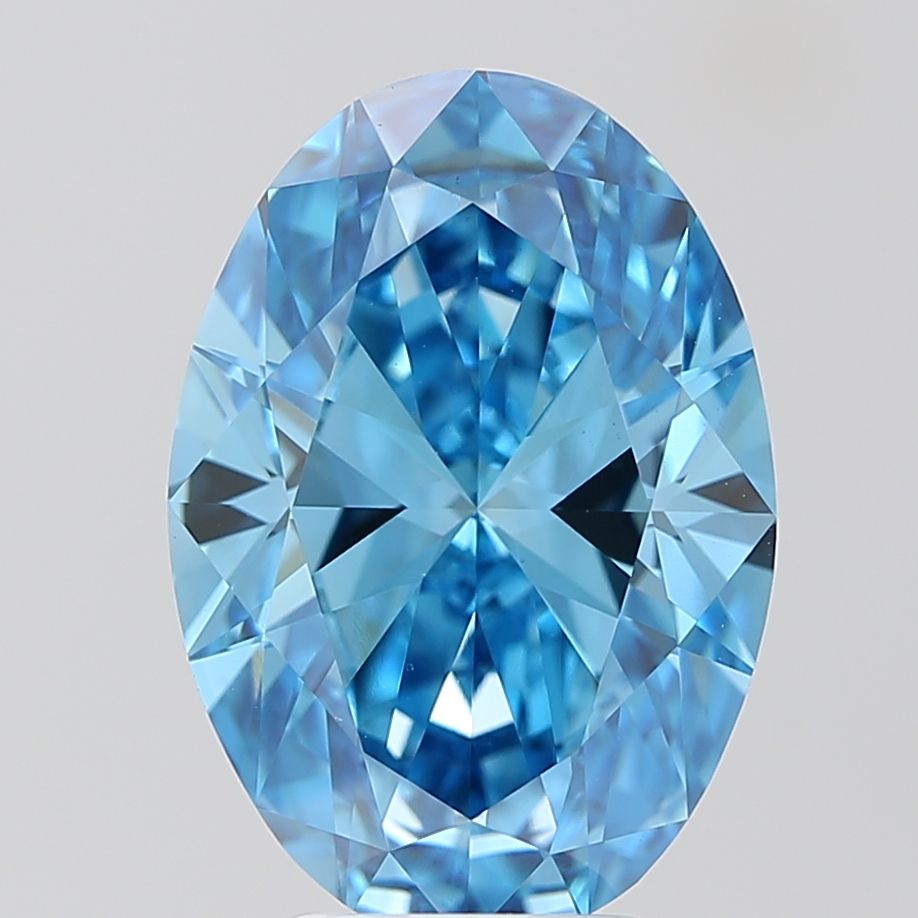 Lab-Grown Oval Diamond - 4.54 Carats, Fancy Vivid Blue Color, VS1 Clarity - Certified by IGI - Report Number: LG693515792
