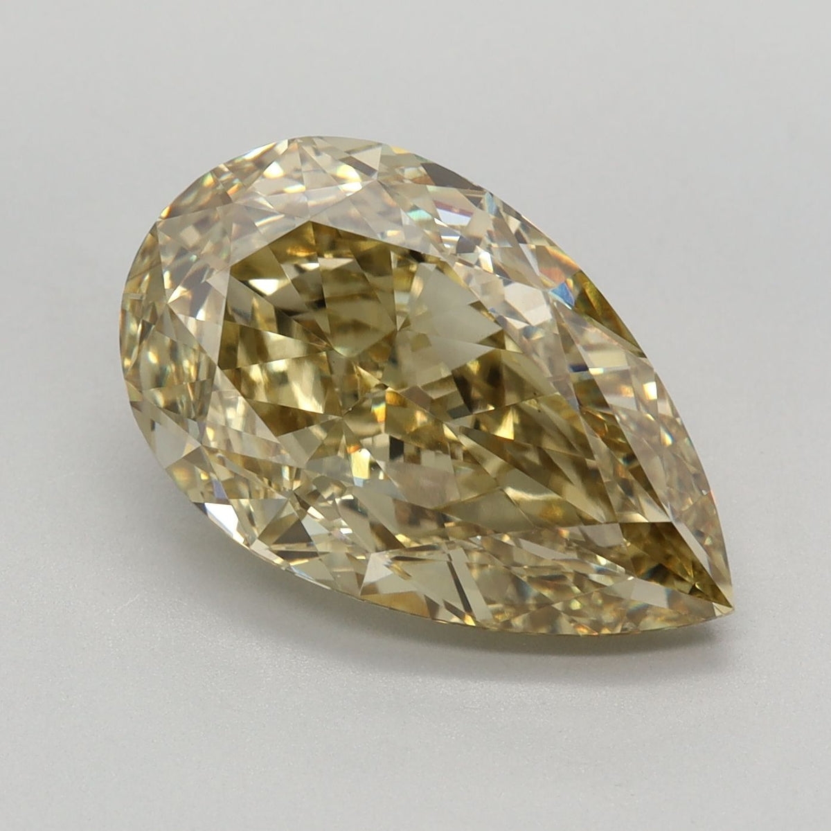 Lab-Grown Pear Diamond - 4.61 Carats, Fancy Intense Gray Yellow Color, VS1 Clarity - Certified by IGI - Report Number: LG640444445