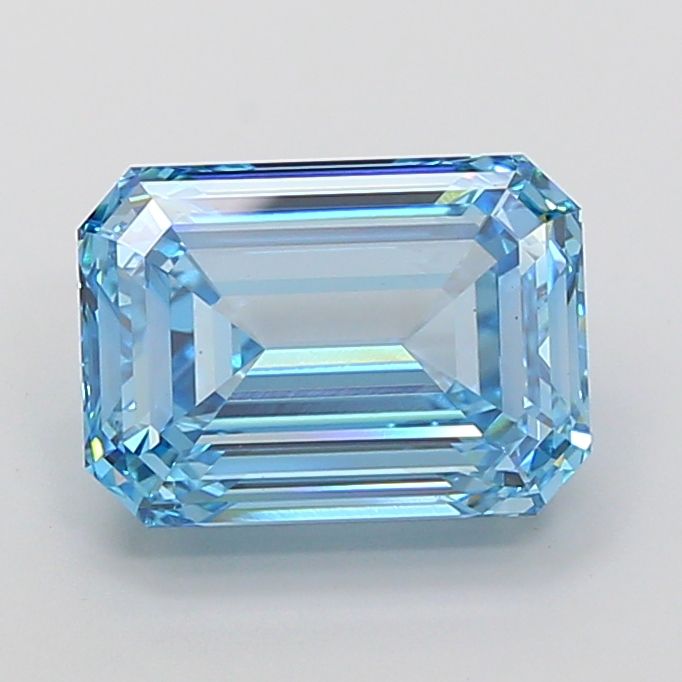 Lab-Grown Emerald Diamond - 6.02 Carats, Fancy Vivid Blue Color, VS1 Clarity - Certified by IGI - Report Number: LG680581250