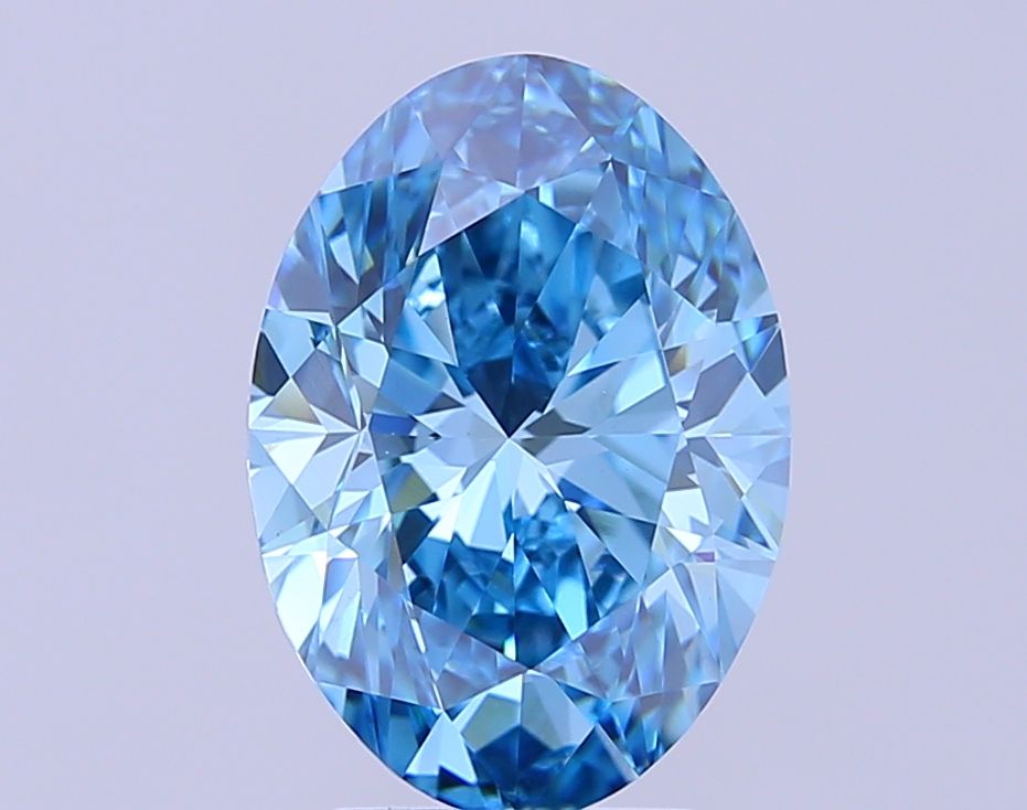 Lab-Grown Oval Diamond - 4.01 Carats, Fancy Vivid Blue Color, VS1 Clarity - Certified by IGI - Report Number: LG683520670