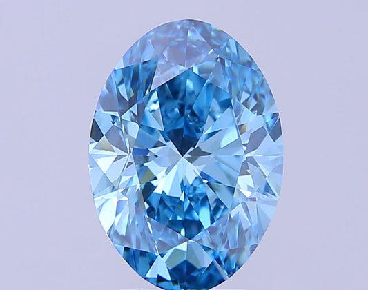 Lab-Grown Oval Diamond - 4.01 Carats, Fancy Vivid Blue Color, VS1 Clarity - Certified by IGI - Report Number: LG683520670