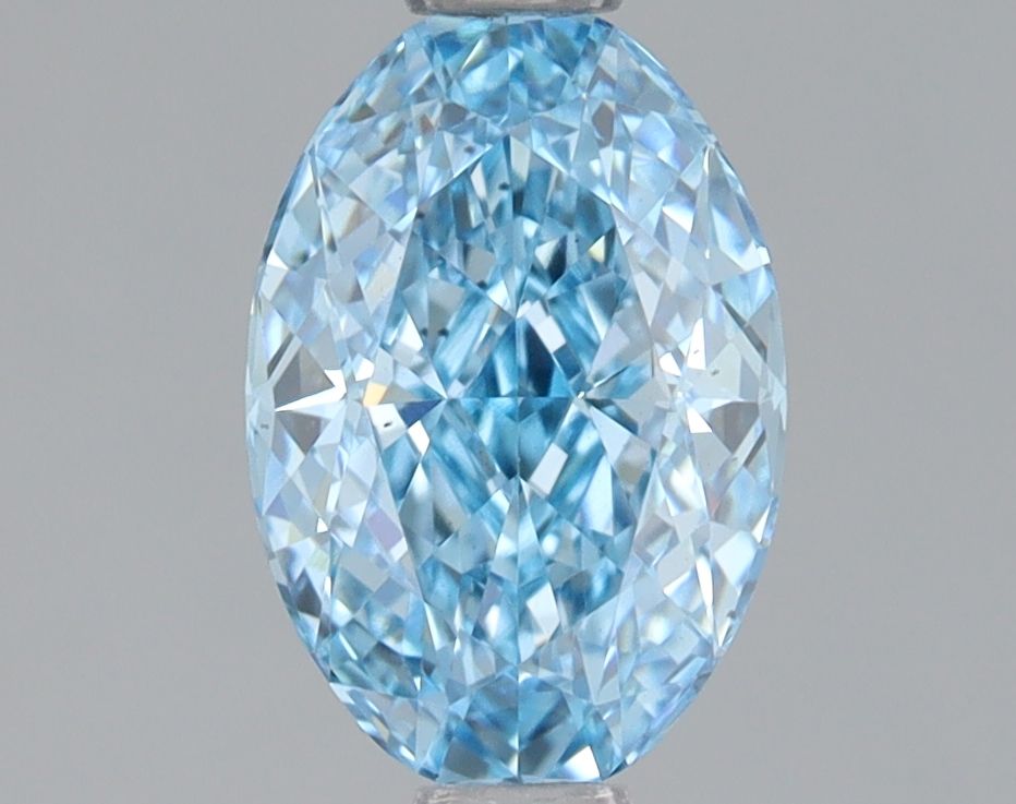 Lab-Grown Oval Diamond - 1.0 Carats, Fancy Vivid Blue Color, VS2 Clarity - Certified by IGI - Report Number: LG683516291