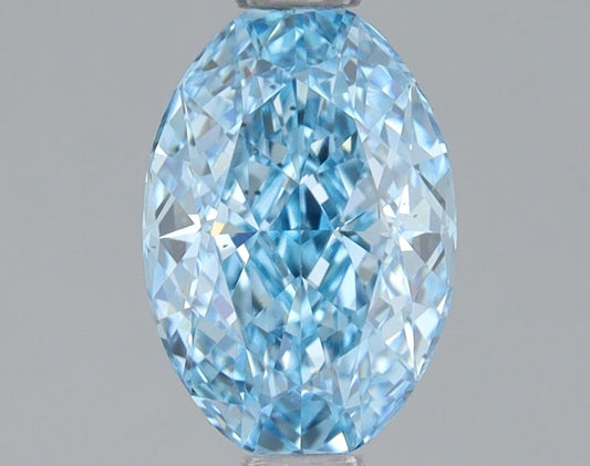 Lab-Grown Oval Diamond - 1.0 Carats, Fancy Vivid Blue Color, VS2 Clarity - Certified by IGI - Report Number: LG683516291