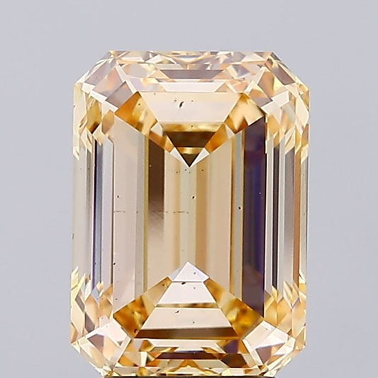 Lab-Grown Emerald Diamond - 4.09 Carats, Fancy Yellow Color, VS2 Clarity - Certified by IGI - Report Number: LG668437286