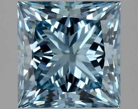 Lab-Grown Princess Diamond - 2.98 Carats, Fancy Vivid Blue Color, VS2 Clarity - Certified by IGI - Report Number: LG634441453