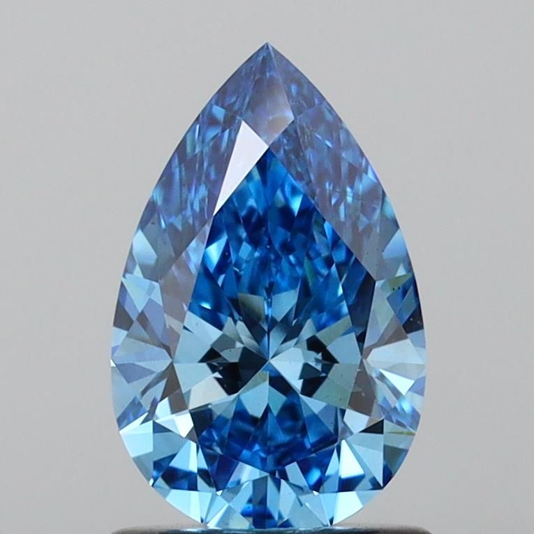 Lab-Grown Pear Diamond - 1.01 Carats, Fancy Vivid Blue Color, VS1 Clarity - Certified by IGI - Report Number: LG640443860