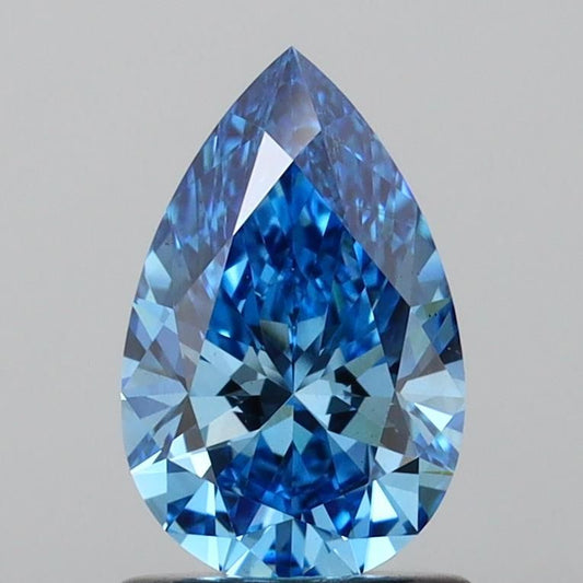 Lab-Grown Pear Diamond - 1.01 Carats, Fancy Vivid Blue Color, VS1 Clarity - Certified by IGI - Report Number: LG640443860