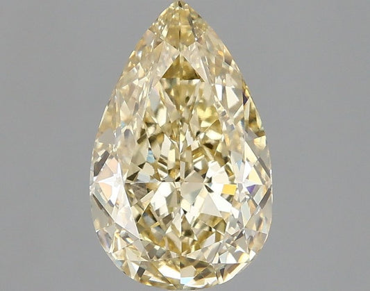 Lab-Grown Pear Diamond - 2.07 Carats, Fancy Yellow Color, VVS2 Clarity - Certified by IGI - Report Number: LG663405756
