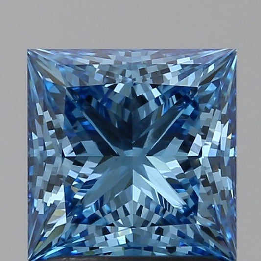 Lab-Grown Princess Diamond - 1.77 Carats, Fancy Vivid Blue Color, VS1 Clarity - Certified by IGI - Report Number: LG621452323
