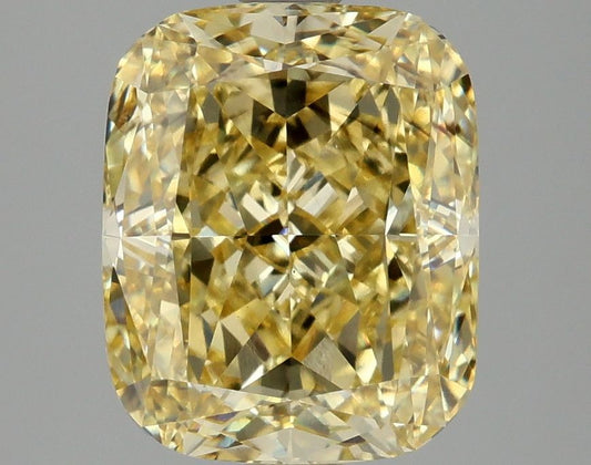 Lab-Grown Cushion Diamond - 4.03 Carats, Fancy Vivid Yellow Color, VS2 Clarity - Certified by IGI - Report Number: LG675578574