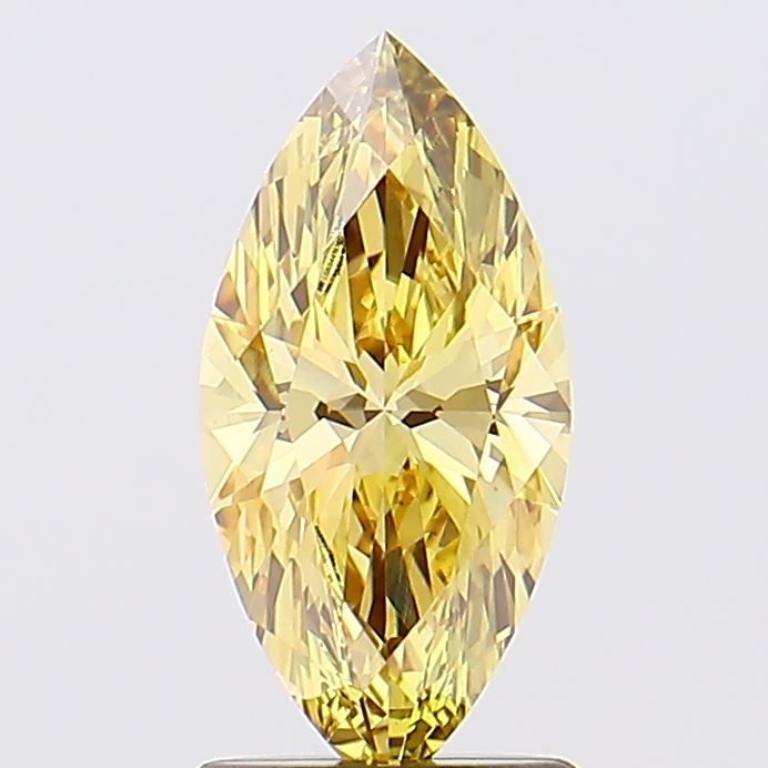 Lab-Grown Marquise Diamond - 1.31 Carats, Fancy Vivid Yellow Color, VVS2 Clarity - Certified by IGI - Report Number: LG654419360