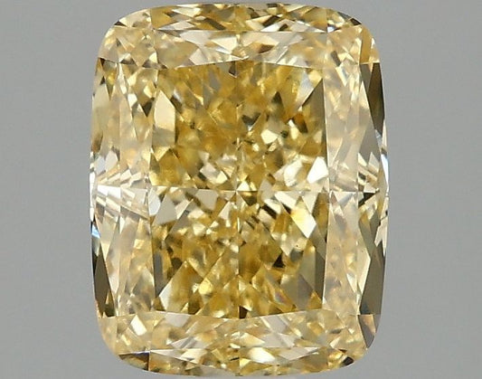 Lab-Grown Cushion Diamond - 2.07 Carats, Fancy Intense Yellow Color, VS1 Clarity - Certified by IGI - Report Number: LG675526600