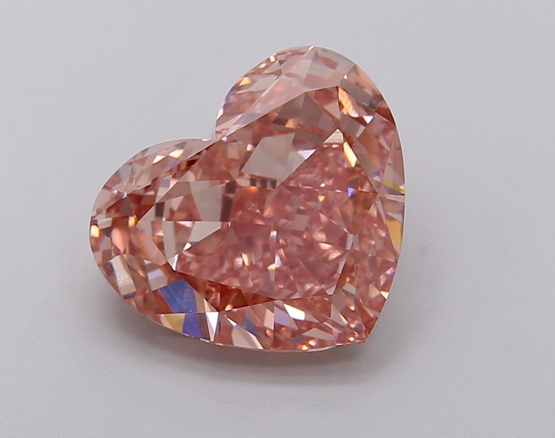 Lab-Grown Heart Diamond - 4.93 Carats, Fancy Intense Brown Pink Color, VS1 Clarity - Certified by IGI - Report Number: LG630458219