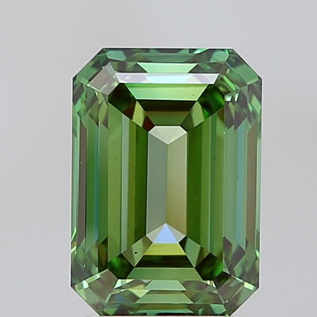 Lab-Grown Emerald Diamond - 3.08 Carats, Fancy Vivid Green Color, VS1 Clarity - Certified by IGI - Report Number: LG678553905