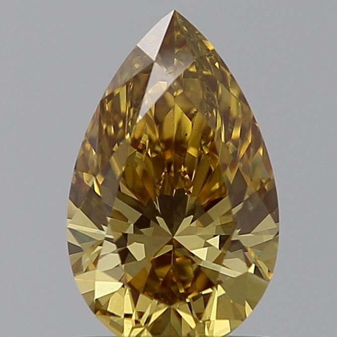 Lab-Grown Pear Diamond - 1.06 Carats, Fancy Intense Brownish Yellow Color, VS1 Clarity - Certified by IGI - Report Number: LG628499290
