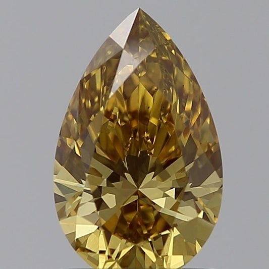 Lab-Grown Pear Diamond - 1.06 Carats, Fancy Intense Brownish Yellow Color, VS1 Clarity - Certified by IGI - Report Number: LG628499290