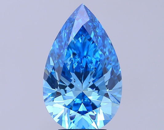 Lab-Grown Pear Diamond - 5.01 Carats, Fancy Vivid Blue Color, VVS2 Clarity - Certified by IGI - Report Number: LG680565474