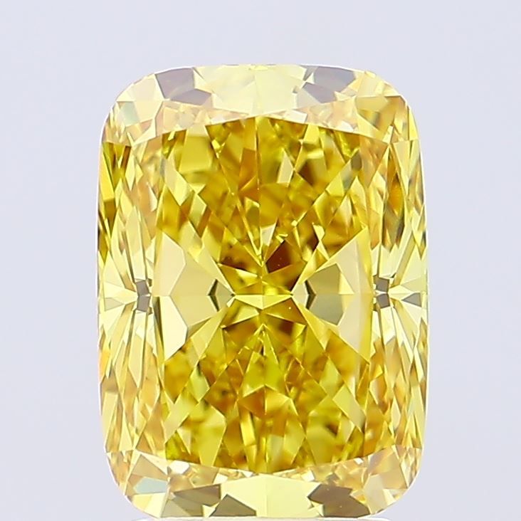 Lab-Grown Cushion Diamond - 3.07 Carats, Fancy Vivid Brownish Yellow Color, VVS2 Clarity - Certified by IGI - Report Number: LG656400495