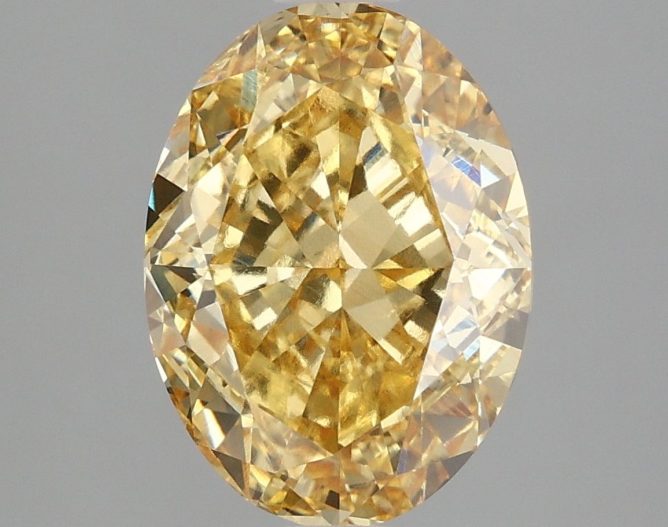 Lab-Grown Oval Diamond - 3.07 Carats, Fancy Vivid Yellow Color, VVS2 Clarity - Certified by IGI - Report Number: LG663405900