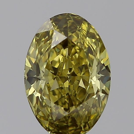 Lab-Grown Oval Diamond - 0.69 Carats, Fancy Intense Yellow Color, VS1 Clarity - Certified by IGI - Report Number: LG600357960