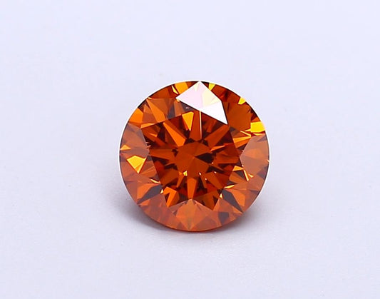 Lab-Grown Round Diamond - 0.98 Carats, Fancy Vivid Orange Color, VS2 Clarity - Certified by IGI - Report Number: LG671439865
