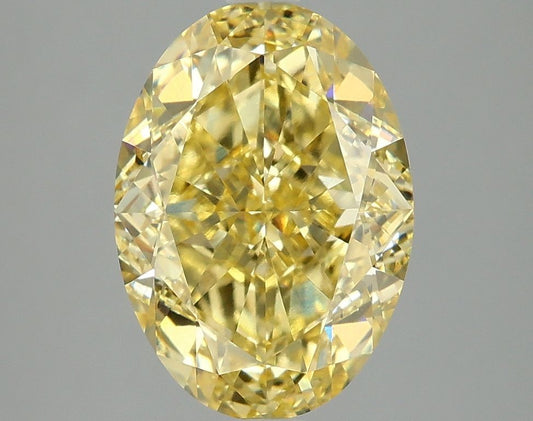 Lab-Grown Oval Diamond - 4.09 Carats, Fancy Vivid Yellow Color, VVS2 Clarity - Certified by IGI - Report Number: LG678556239