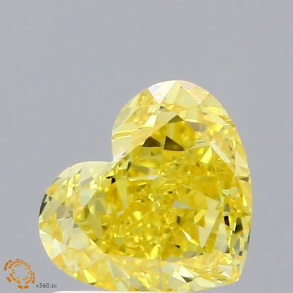 Lab-Grown Heart Diamond - 1.0 Carats, Fancy Vivid Yellow Color, VS1 Clarity - Certified by IGI - Report Number: LG628472728