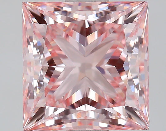 Lab-Grown Princess Diamond - 1.7 Carats, Fancy Pink Color, VVS2 Clarity - Certified by IGI - Report Number: LG643431774